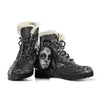 Calavera Black and White - Faux Fur Leather Boots