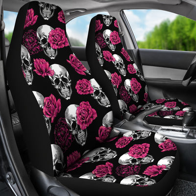 Pink Floral Skull - Car Seat Covers (Set of 2)