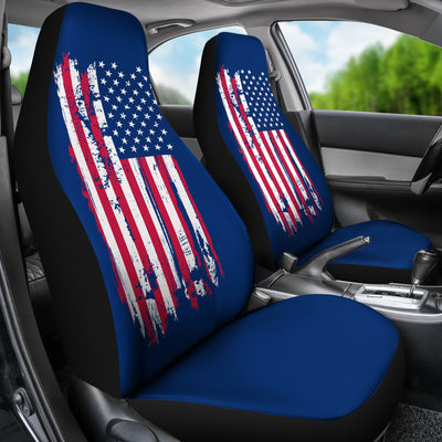 American Flag on Blue - Car Seat Covers (Set of 2)