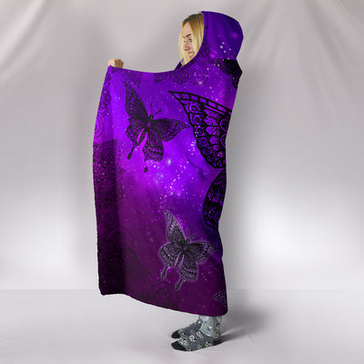 Magic Butterflies Purple Hooded Blanket