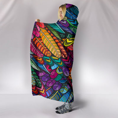 Boho Feathers - Hooded Blanket