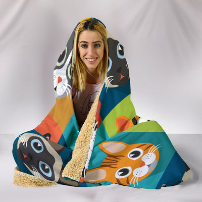 Cute Cats Hooded Blanket for Cat Lovers