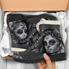 Calavera Black and White - Faux Fur Leather Boots