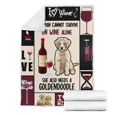 Wine and Goldendoodle - Premium Blanket