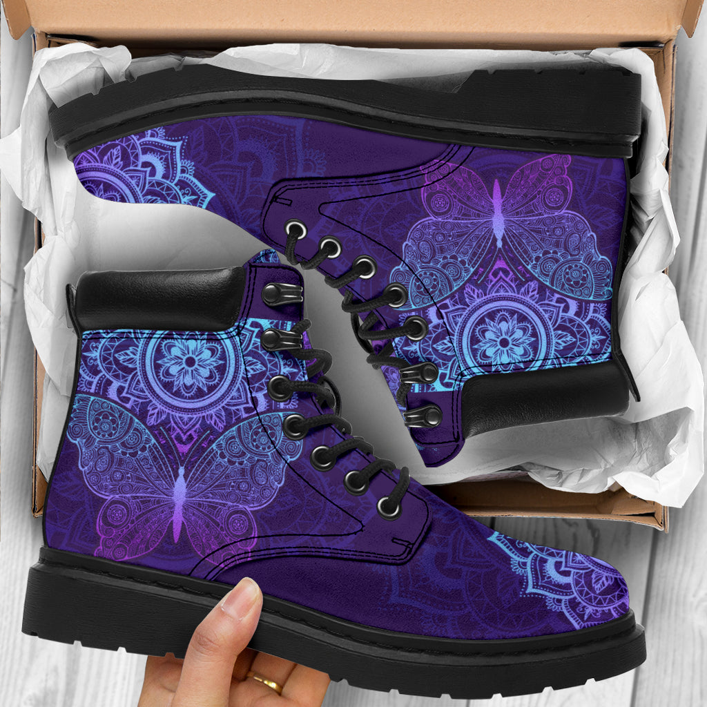 purple butterfly boots