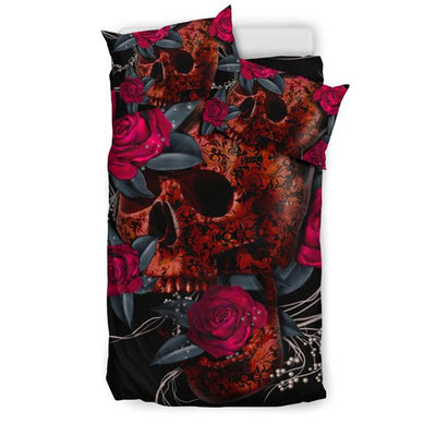 Red Rose Skull - Bedding Set