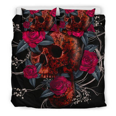 Red Rose Skull - Bedding Set