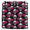 Pink Floral Skull - Bedding Set