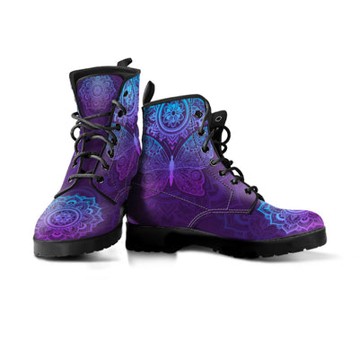 Purple Butterfly - Leather Boots