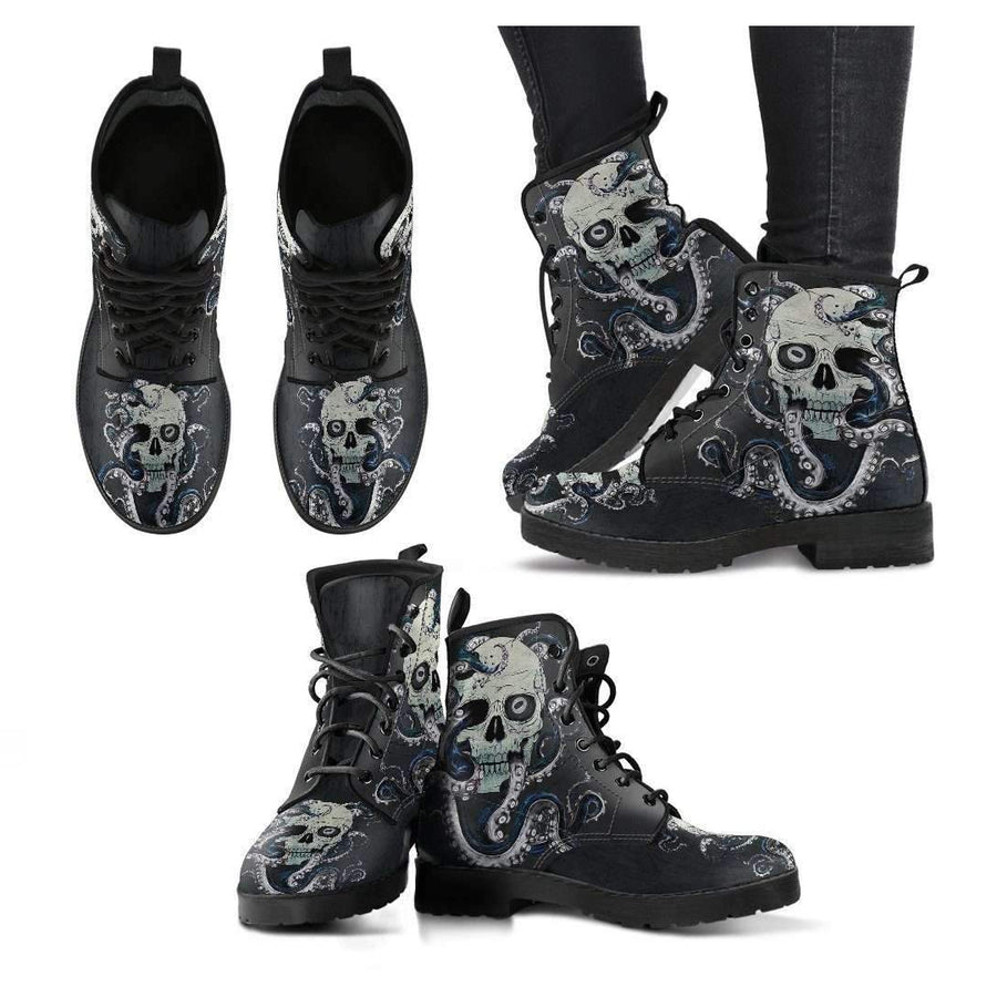 Skull With Octopus Tentacles Women's Handcrafted Premium Boots