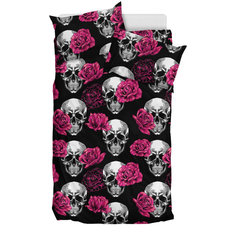 Pink Floral Skull - Bedding Set